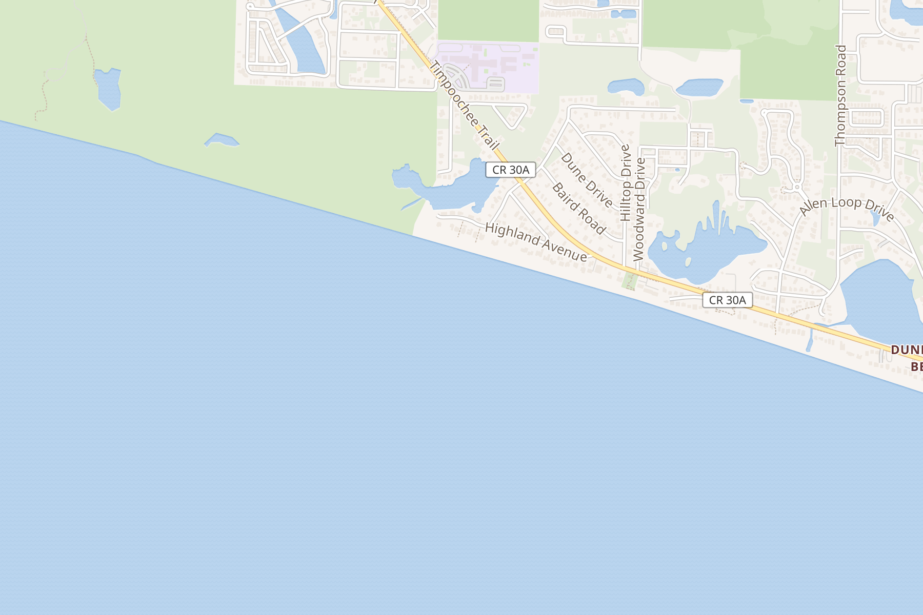 Approximate location of Dutch Treat in Blue Mountain Beach · 30A · Florida