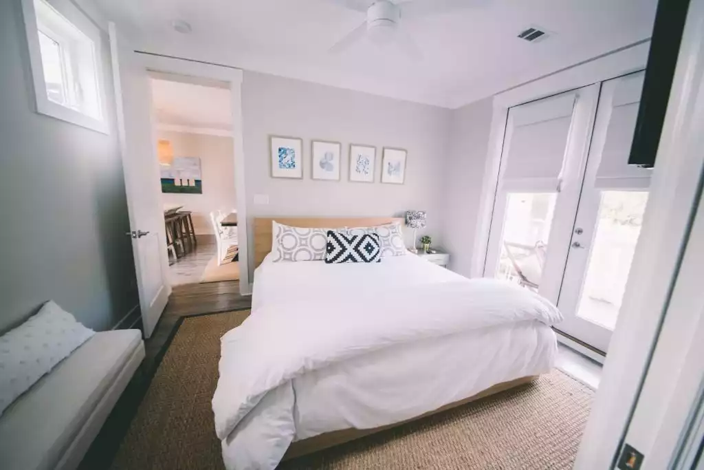 First floor master with king bed and French doors