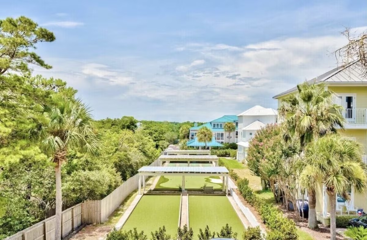 Community pool wide aerial
